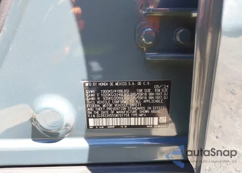 2025 Honda Hr-V Awd Sport from USA, damaged, VIN 3CZRZ2H55SM707758